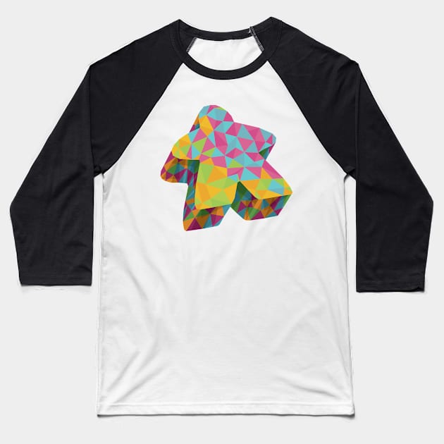 Summer Geo Meeple Baseball T-Shirt by polliadesign